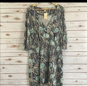 Stetson Multi-Color Floral 3/4 Sleeve Dress XL NWT